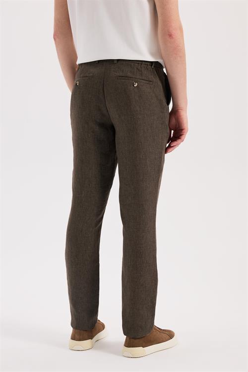 Kahve Rahat Kalıp - Comfort Fit Pantolon Spor Lastikli