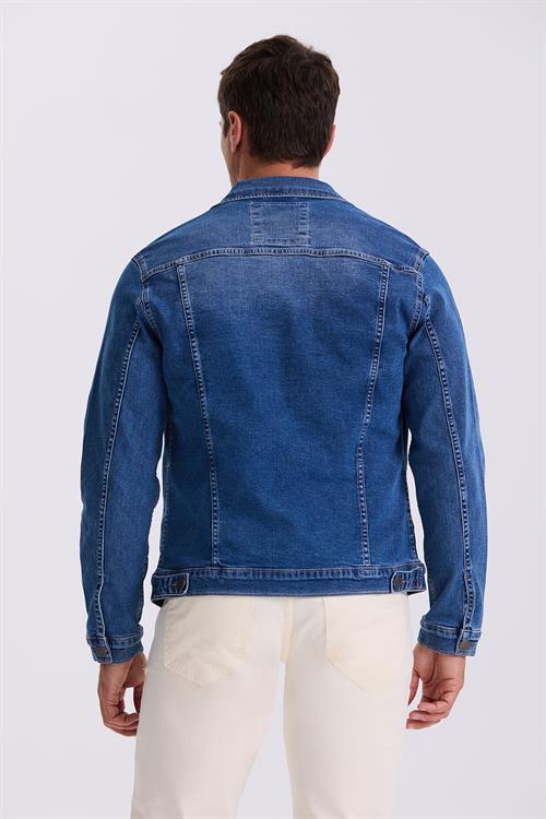 Mavi Slim Fit Bebe Yaka Pamuklu Cepli Denim Kot Ceket
