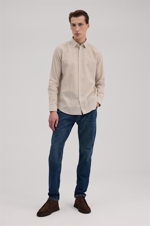 Taba Rahat Kalıp - Comfort Fit Gömlek Klasik Yaka