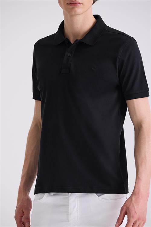 Siyah Slim Fit Polo Yaka T-Shirt