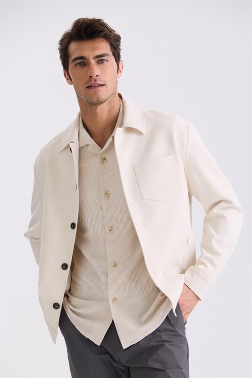 Krem Slim Fit Bebe Yaka Mevsimlik Mont