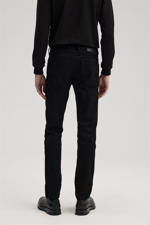 Siyah Slim Fit 5 Cep Jean Kot Pantolon