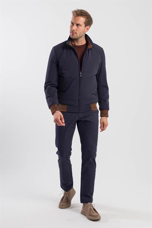 Lacivert Comfort Fit Dik Yaka Mont