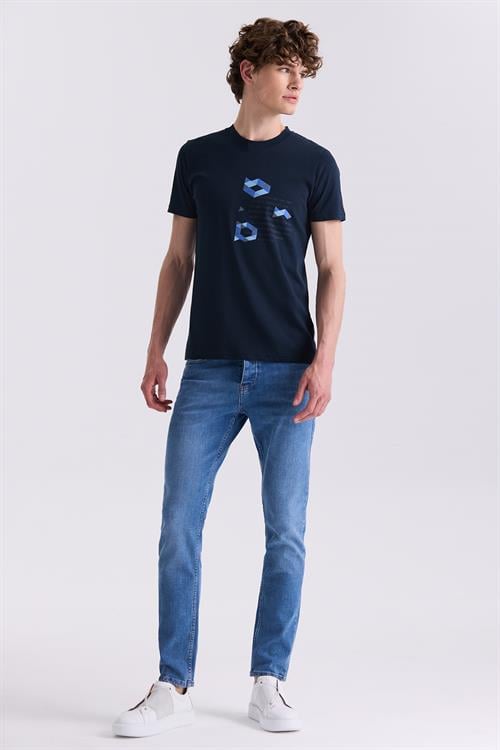 Lacivert Slim Fit Bisiklet Yaka T-Shirt