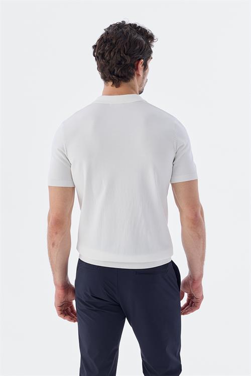 Dar Kalıp - Slim Fit Serili T-Shirt-Jakamen  Polo Düğmeli  Serili