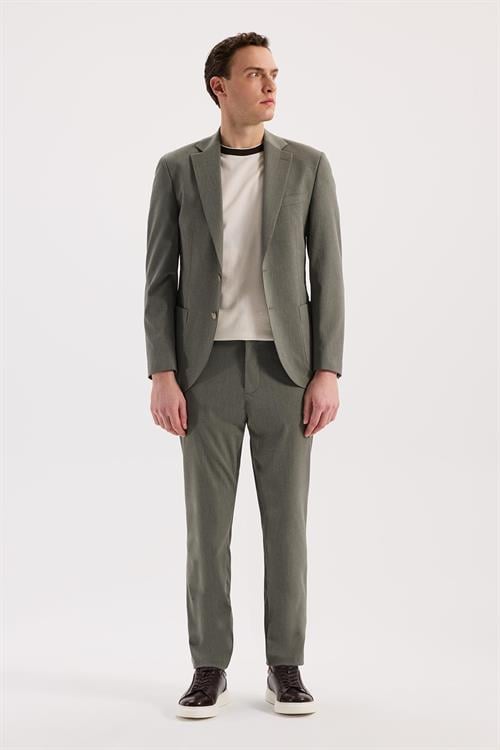 Yeşil Dar Kalıp - Slim Fit Ceket Mono Yaka