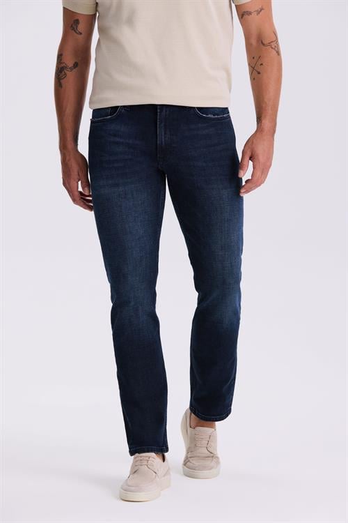 Koyu Lacivert Slim Fit Yıkamalı Dar Kesim Pamuklu Jean Kot Pantolon