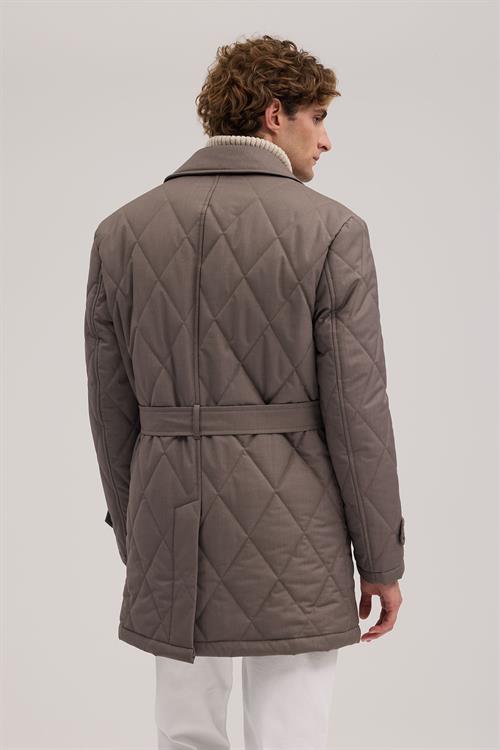 Kahve Rahat Kalıp - Comfort Fit Mont Berberi Yaka