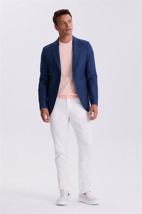 Pembe Slim Fit Triko Bisiklet Yaka T-Shirt