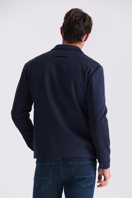 Lacivert Comfort Fit Bebe Yaka Mevsimlik Mont