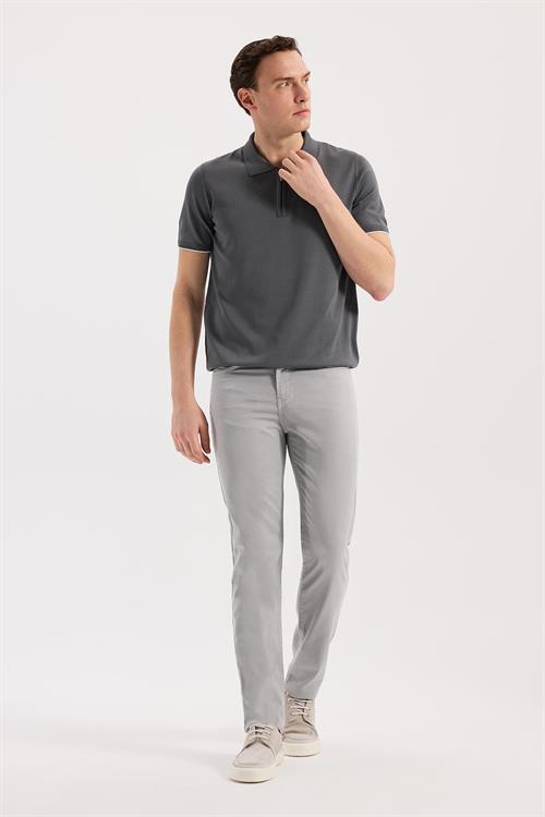 Gri Dar Kalıp - Slim Fit Pantolon Spor 5 Cep