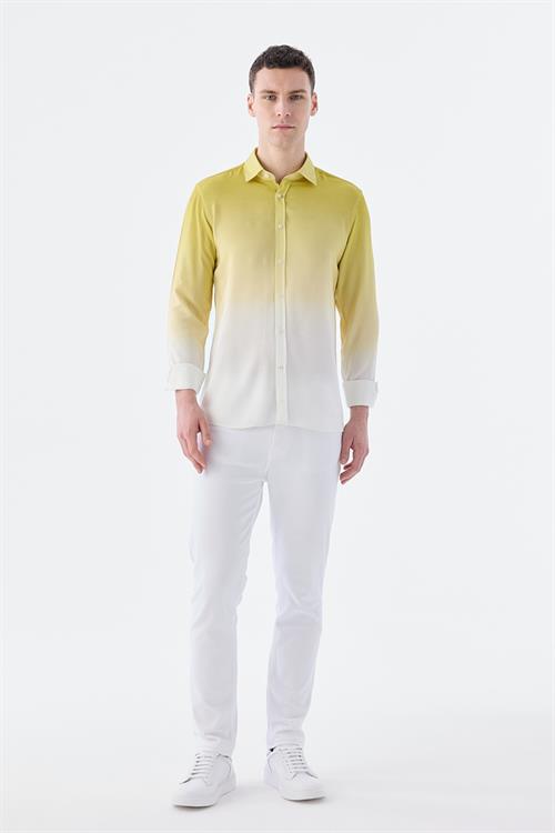 Rahat Kalıp - Comfort Fit Serili Gömlek-Jakamen  Yaka Alttan Düğmeli  Serili