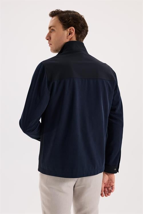 Lacivert Rahat Kalıp - Comfort Fit Mont Hakim Yaka