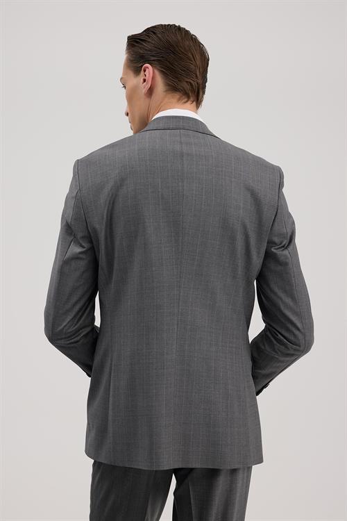 Dar Kalıp - Slim Fit Serili Takım Elbise-Jakamen  Sivri Yaka  Serili