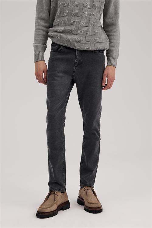Gri Slim Fit 5 Cep Kot Pantolon