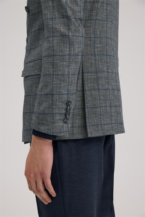 Lacivert Dar Kalıp - Slim Fit Takım Elbise Kruvaze