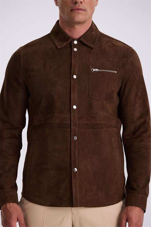 Kahve Comfort Fit Bebe Yaka %100 Deri Mont 