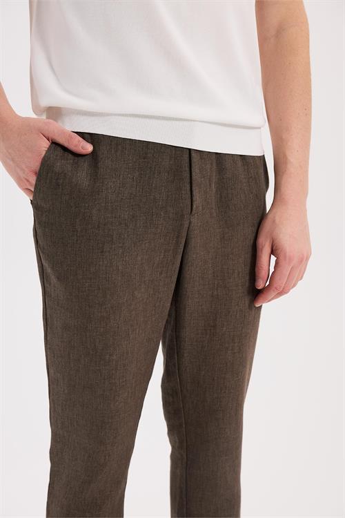 Kahve Rahat Kalıp - Comfort Fit Pantolon Spor Lastikli