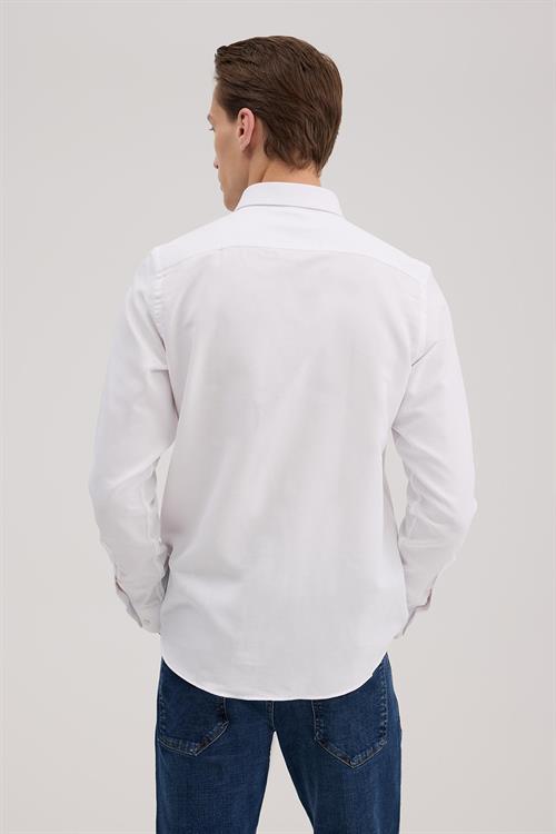 Beyaz Rahat Kalıp - Comfort Fit Gömlek İtalyan YAKA