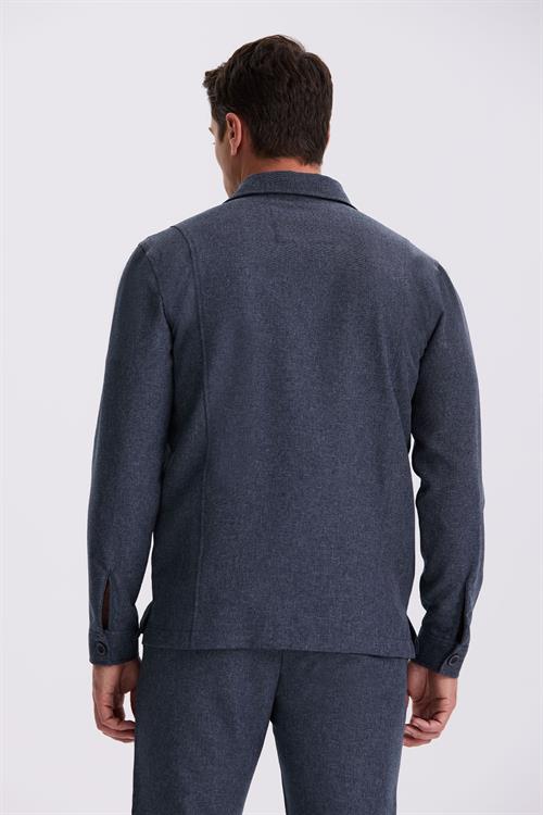 Lacivert Slim Fit Bebe Yaka Cepli Spor Takım Elbise