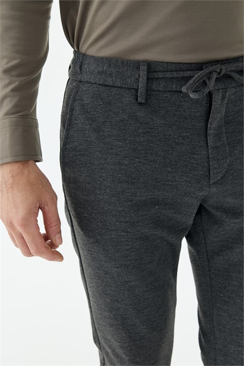 Antrasit Comfort Fit Beli Lastikli Yan Cep Jogger Pantolon