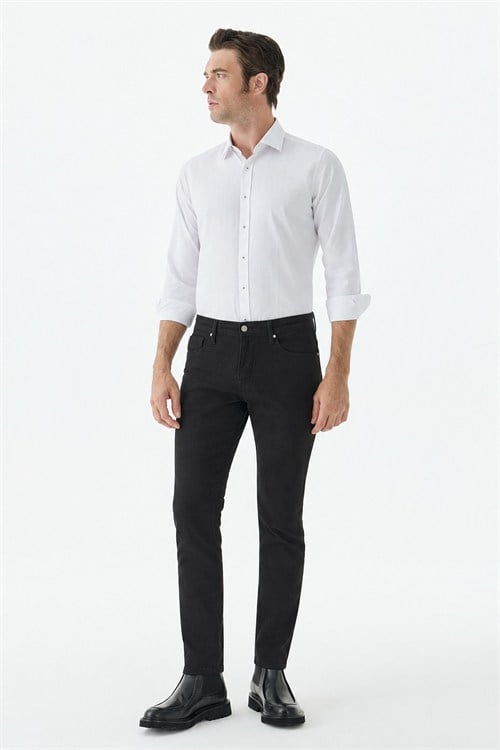 Siyah Comfort Fit 5 Cep Kanvas Pantolon