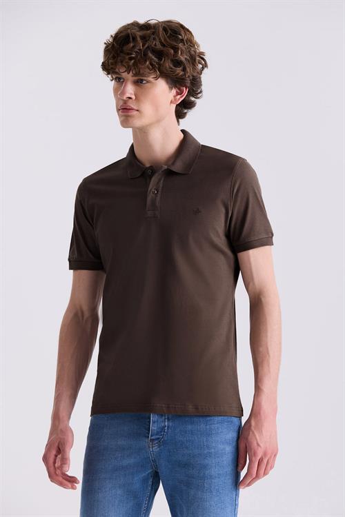 Kahve Slim Fit Polo Yaka T-Shirt