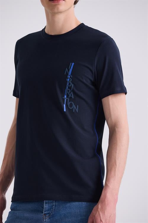 Lacivert Slim Fit Bisiklet Yaka T-Shirt