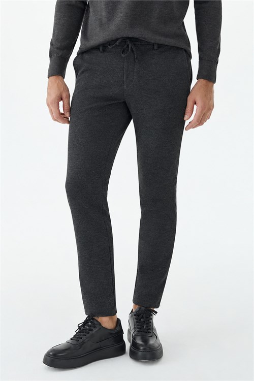 Antrasit Comfort Fit Beli Lastikli Yan Cep Jogger Pantolon