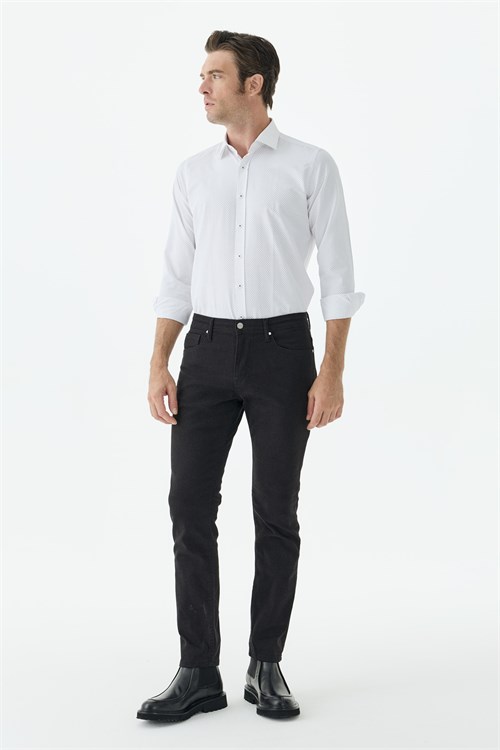 Siyah Comfort Fit 5 Cep Kanvas Pantolon