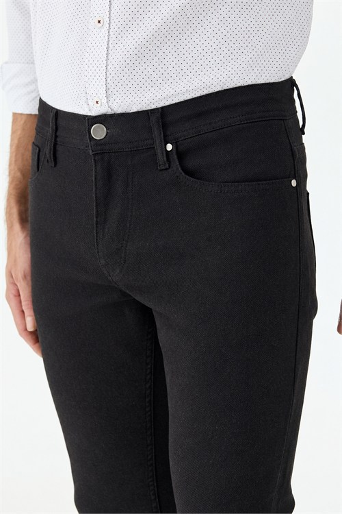 Siyah Comfort Fit 5 Cep Kanvas Pantolon