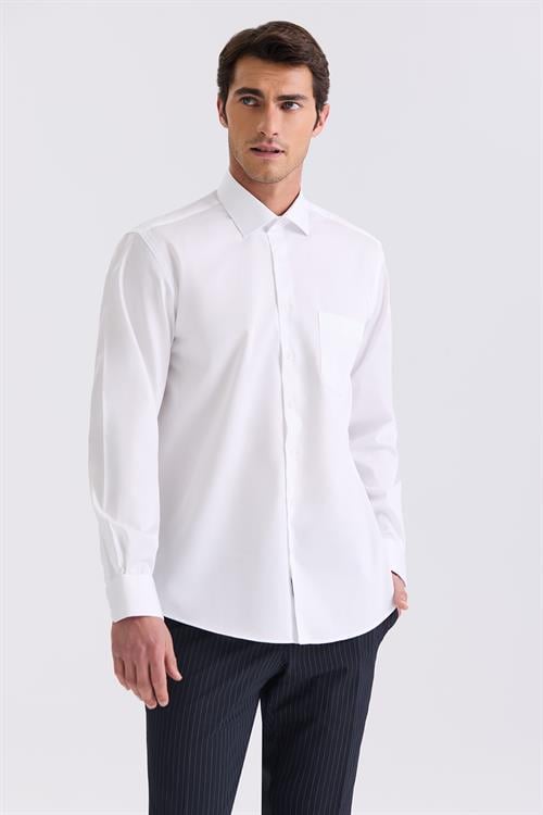 Beyaz Classic Fit %100 Pamuk Gömlek
