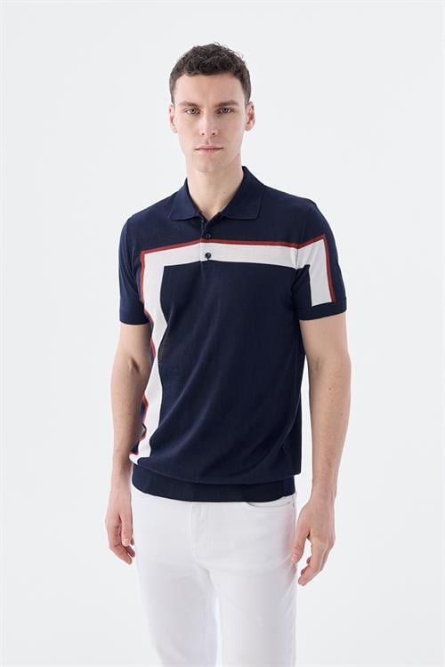 Dar Kalıp - Slim Fit Serili T-Shirt-Jakamen  Polo Yaka  Serili