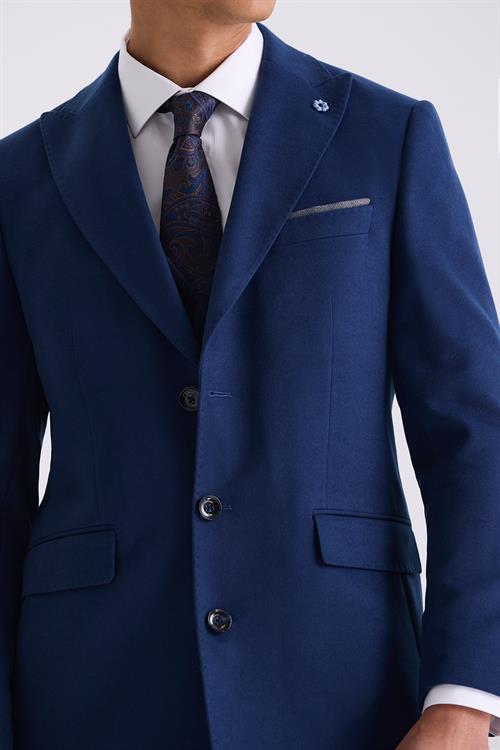 Koyu Lacivert Slim Fit Sivri Yaka Kaban