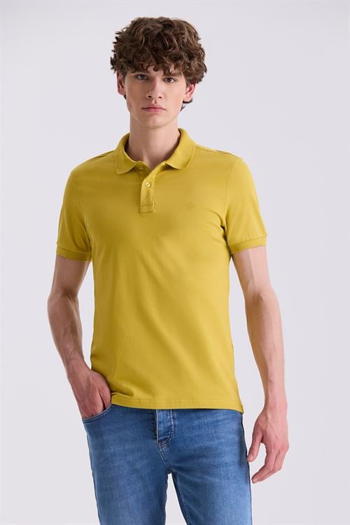 Koyu Sarı Slim Fit Polo Yaka T-Shirt