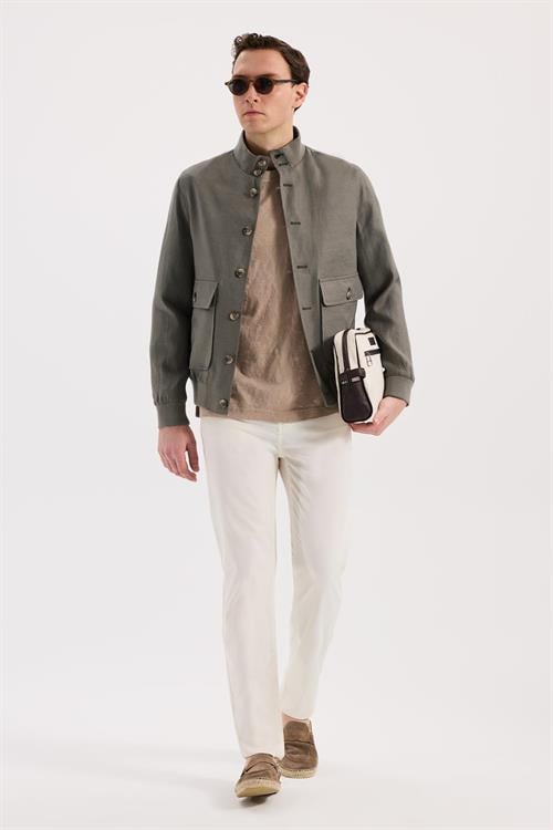 Haki Rahat Kalıp - Comfort Fit Mont Gömlek Yaka