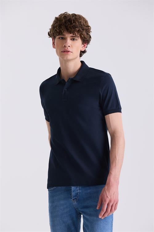 Lacivert Slim Fit Polo Yaka T-Shirt