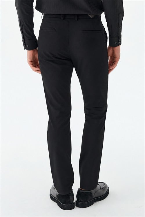 Siyah Comfort Fit Pamuklu Kanvas Pantolon