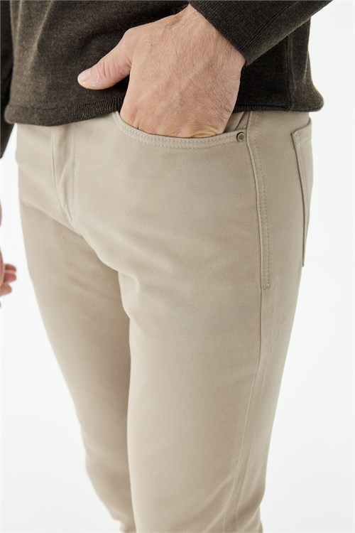 Bej Comfort Fit 5 Cep Spor Pantolon