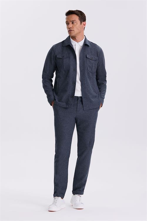 Lacivert Slim Fit Bebe Yaka Cepli Spor Takım Elbise