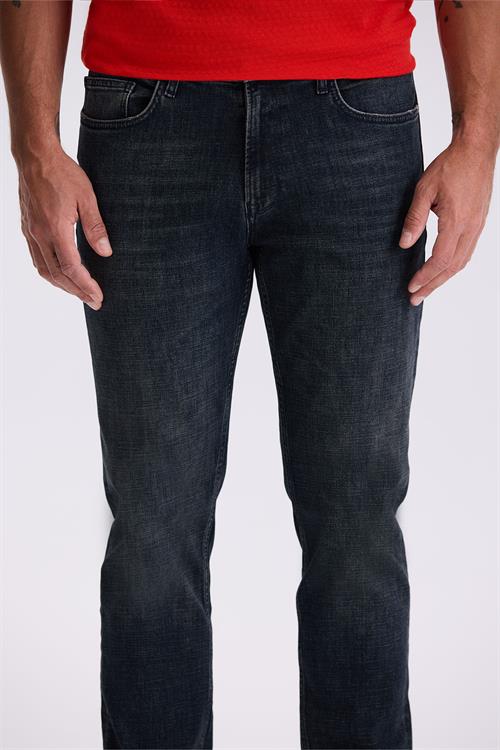 Lacivert-1 Slim Fit Yıkamalı Eskitme Pamuklu Dar Kalıp Jean Kot Pantolon