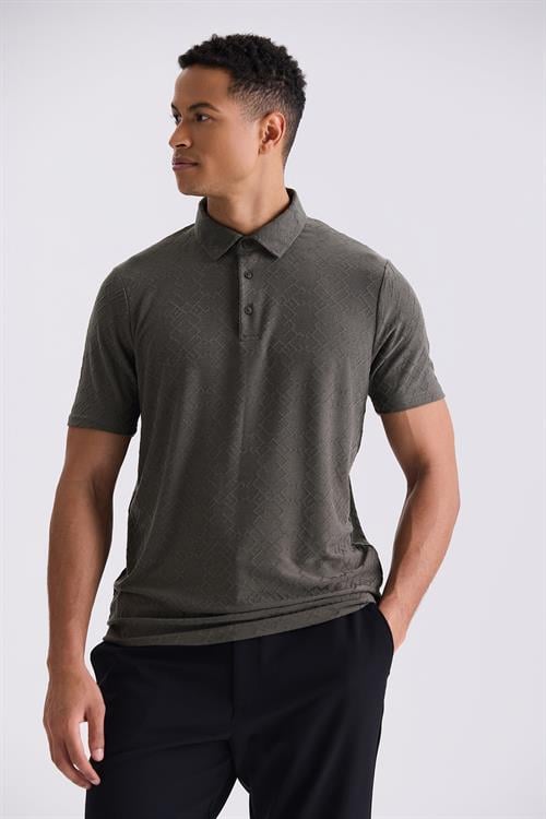 Haki Slim Fit Desenli Polo Yaka T-shirt