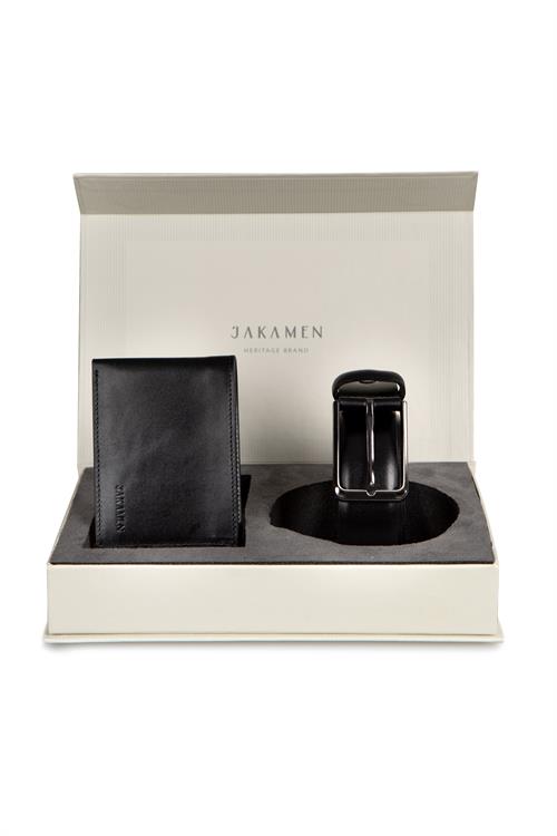 Siyah Jkm Set Kemer Cüzdan Deri