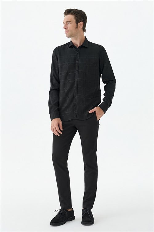 Siyah Kareli Comfort Fit Gömlek