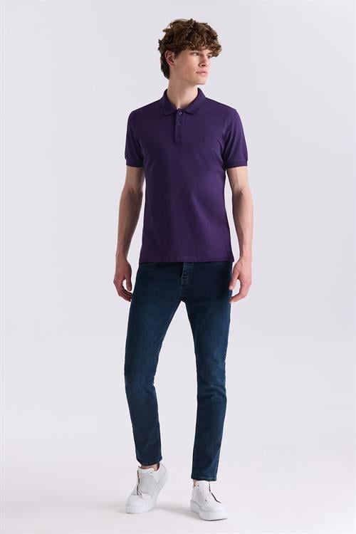 Mor Slim Fit Polo Yaka T-Shirt