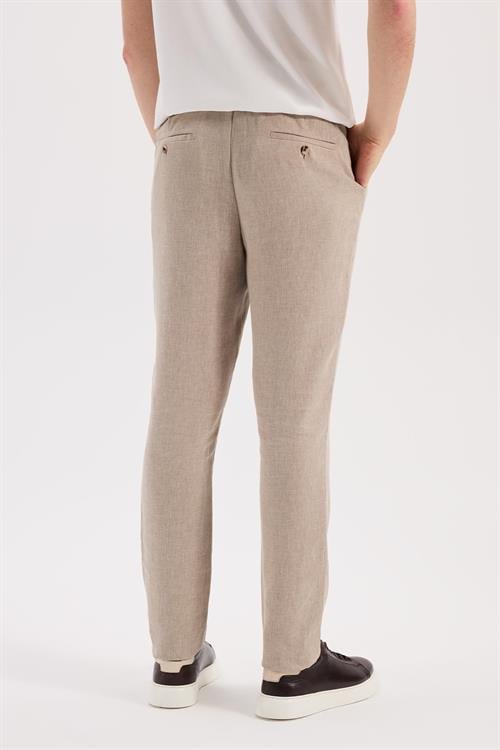 Krem Rahat Kalıp - Comfort Fit Pantolon Spor Lastikli