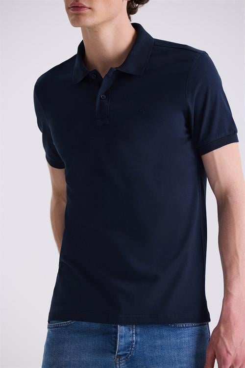 Lacivert Slim Fit Polo Yaka T-Shirt