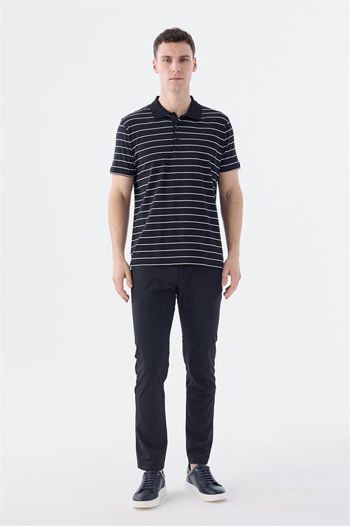 Dar Kalıp - Slim Fit Serili T-Shirt-Jakamen  Polo Yaka  Serili