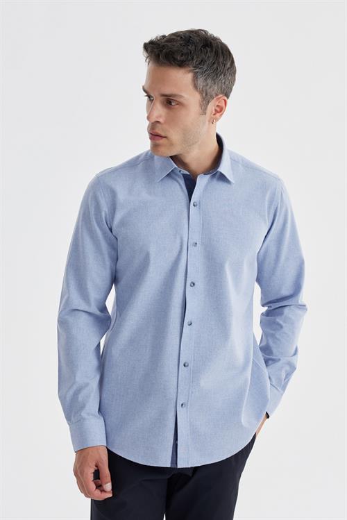 Mavi Comfort Fit Gizli Düğmeli Yaka Gömlek