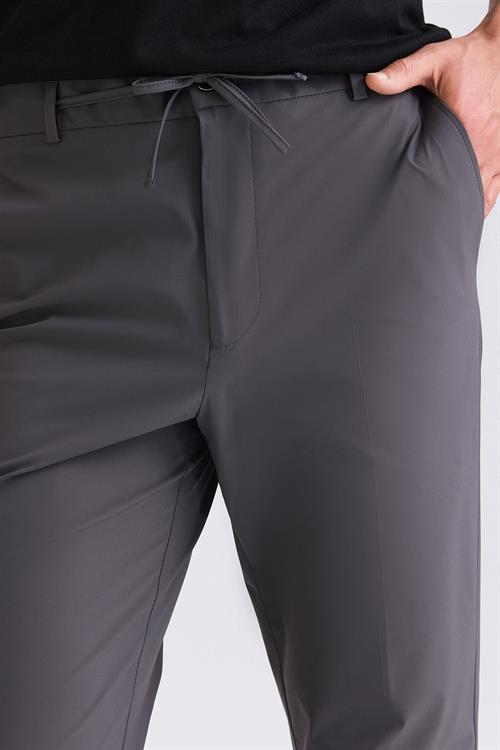 Antrasit Comfort Fit Beli Lastikli Spor Jogger Pantolon